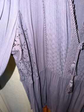 Vintage America Lavender Knit Top with V-Neck Tie